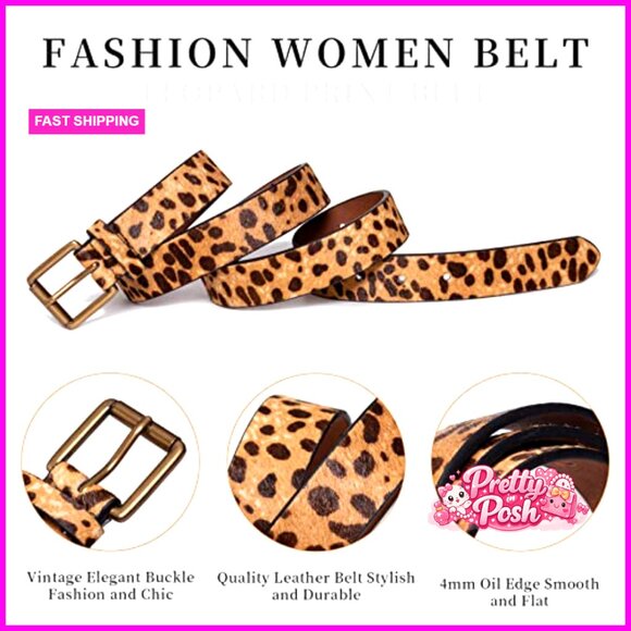 Genuine Suede Leather Belt with Roller Buckle for Jeans
